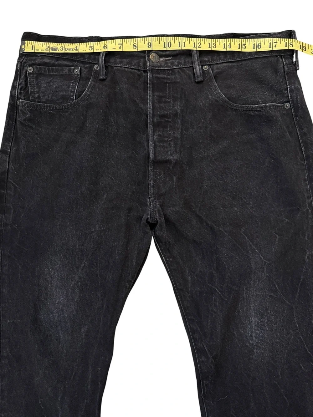 Levis 501 CT Custom Tapered Black Jeans Marbled Charcoal Wash 38x32 Fits 36x30